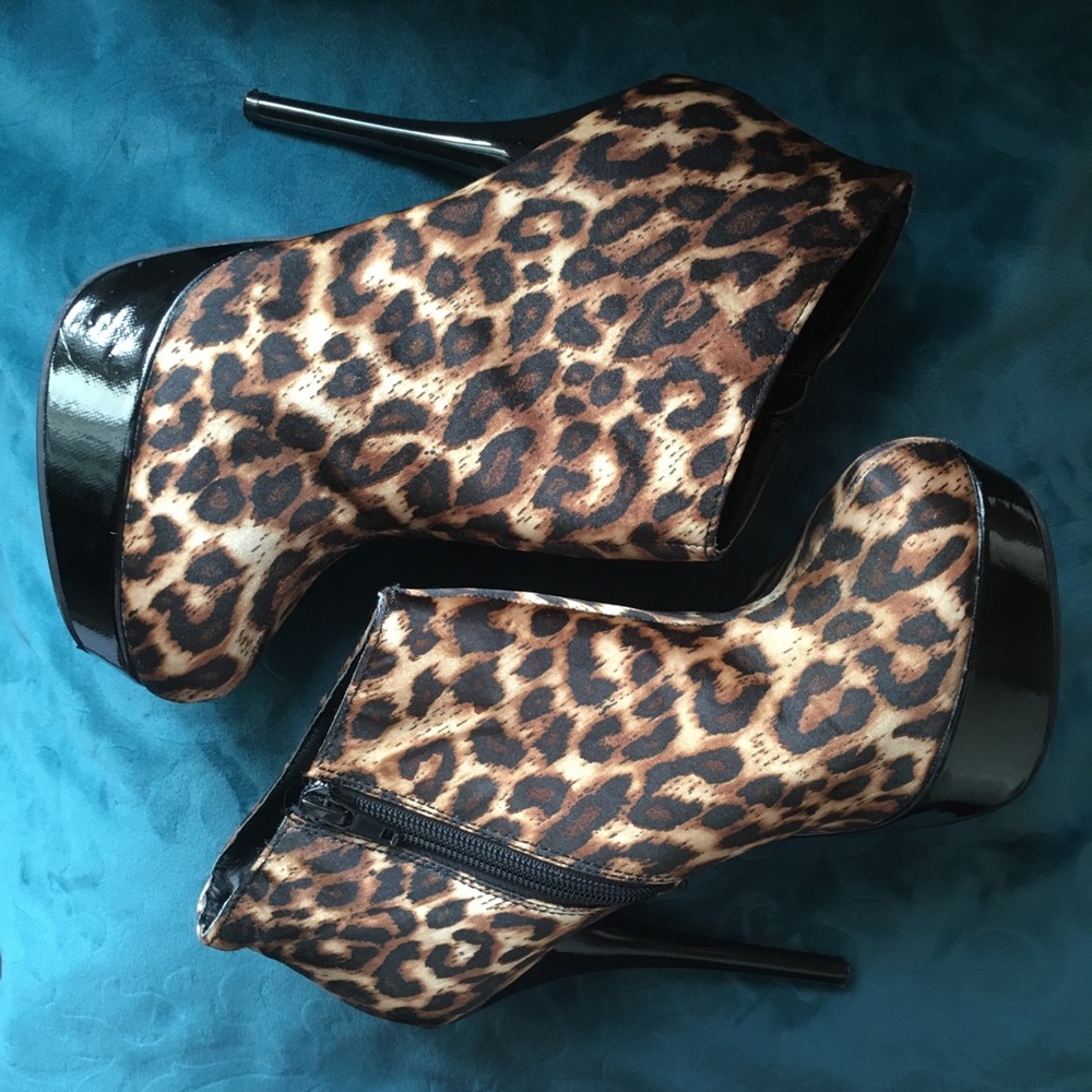 Leopard print platform stilettos